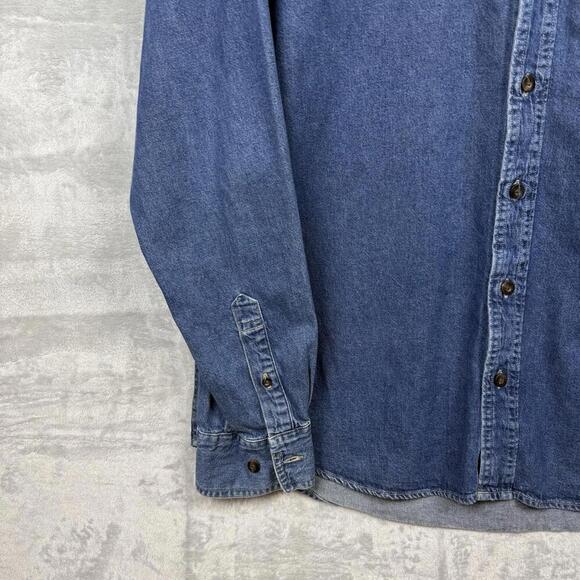 VTG Eddie Bauer Denim Button-Up Shirt Men Sz XL Tall Long Sleeve Pocket Western - Picture 6 of 12